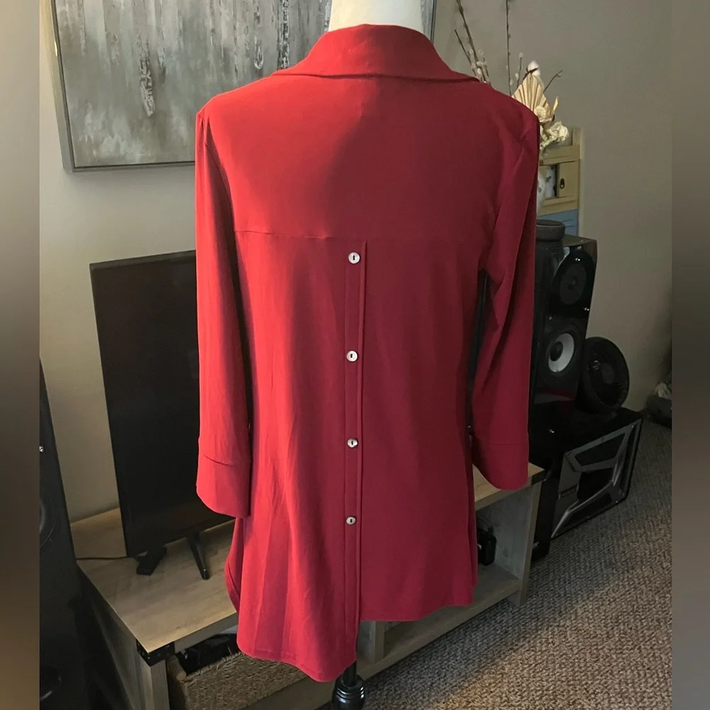JOSEPH RIBKOFF~Soft button up dress shirt tunic dress blouse (8-10) - Picture 4 of 5